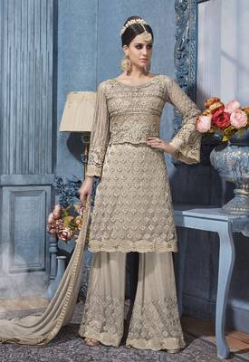 Grey embroidered net salwar 1
