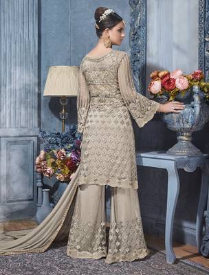 Grey embroidered net salwar 2