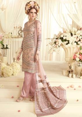 Onion-pink embroidered net salwar 2