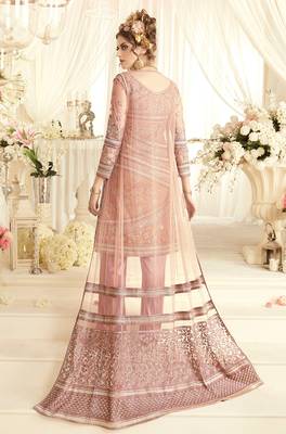 Onion-pink embroidered net salwar 3