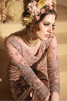 Onion-pink embroidered net salwar 4