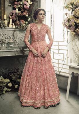 Pink embroidered net salwar 1