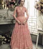 Pink embroidered net salwar