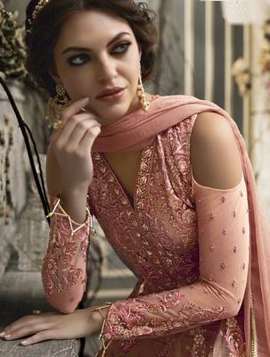 Pink embroidered net salwar 2