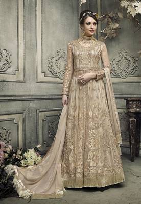 Light-beige embroidered net salwar 1