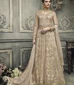 Light-beige embroidered net salwar