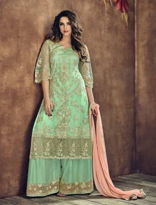 Green embroidered net salwar 1