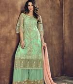 Green embroidered net salwar