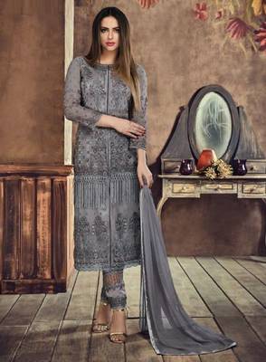 Grey embroidered net salwar 1