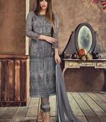 Grey embroidered net salwar