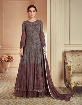 Grey embroidered net salwar 1