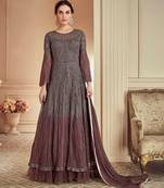 Grey embroidered net salwar