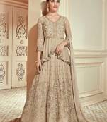 Beige embroidered net salwar