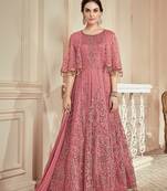 Pink embroidered net salwar