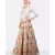 JUTE LEHENGA WITH HAND-BLOCK PRINTED POLKA DOTS & FLAMINGOES & FURR BALLS