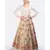 JUTE LEHENGA WITH HAND-BLOCK PRINTED POLKA DOTS & FLAMINGOES & FURR BALLS