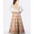 JUTE LEHENGA WITH HAND-BLOCK PRINTED POLKA DOTS & FLAMINGOES & FURR BALLS