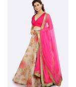 White Organza Floral Lehenga With Wire Pico Done, Net Dupatta With Border