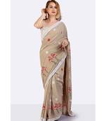 Jute Full Saree With Polka Dots