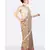 JUTE COLD-SHOULDER SAREE WITH POLKA DOTS & FLAMINGOES HAND-BLOCK