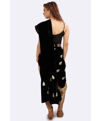 Gold Dhoti With Black Blouse, Velvet 2