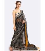 Black Leheriya Saree With Embroidered