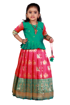 Shivangi Peacock Patola Pavadai Set | Lehenga