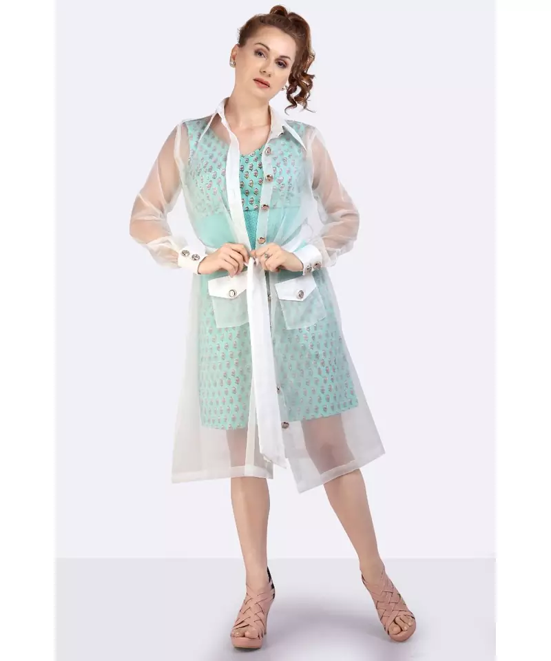 WHITE POLY-ORGANZA TRENCH COAT