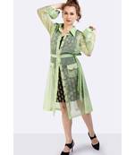 AQUA GREEN POLY-ORGANZA TRENCH COAT