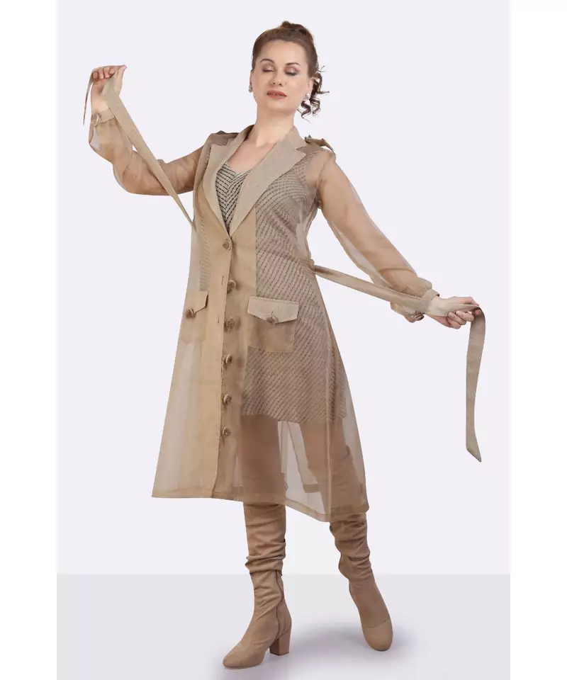 BEDGE POLY-ORGANZA TRENCH COAT