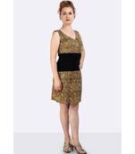 Olive Green Cotton Fabric With  Kalamkari Print On It & Ribbed Waist