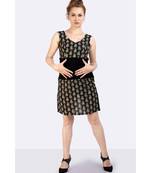 BLACK COTTON FABRIC WITH  KALAMKARI PRINT ON IT & RIBBED WAIST