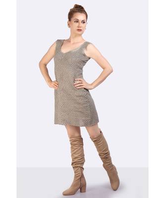 Jute Dress With Black & Silver Criss Cross Blockprints 4