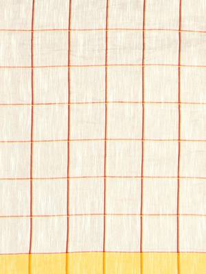 Cream woven blended cotton saree with blouse 3