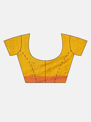 Yellow woven blended cotton saree with blouse 4