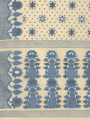 Beige woven silk cotton saree  4
