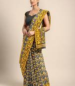 Grey woven silk cotton saree 