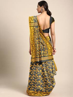 Grey woven silk cotton saree  2