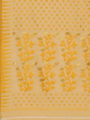 Yellow woven silk cotton saree  3
