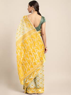 Off white woven silk cotton saree  2