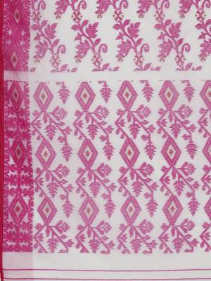 White Woven Silk Cotton Saree Without Blouse 3