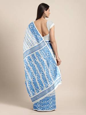 White woven silk cotton saree  2