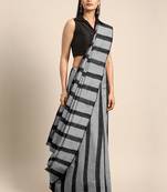 Grey woven pure cotton saree with blouse