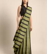 Olive woven pure cotton saree with blouse