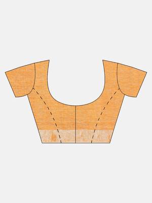 Orange woven linen saree with blouse 4