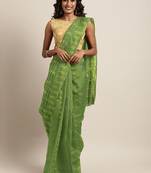 Green woven silk cotton saree 