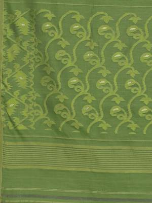 Green woven silk cotton saree  4