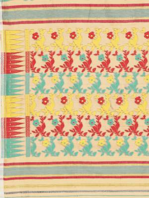 Beige woven silk cotton saree  4