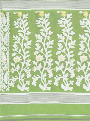 Green woven silk cotton saree  4