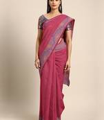 Magenta woven silk cotton saree 